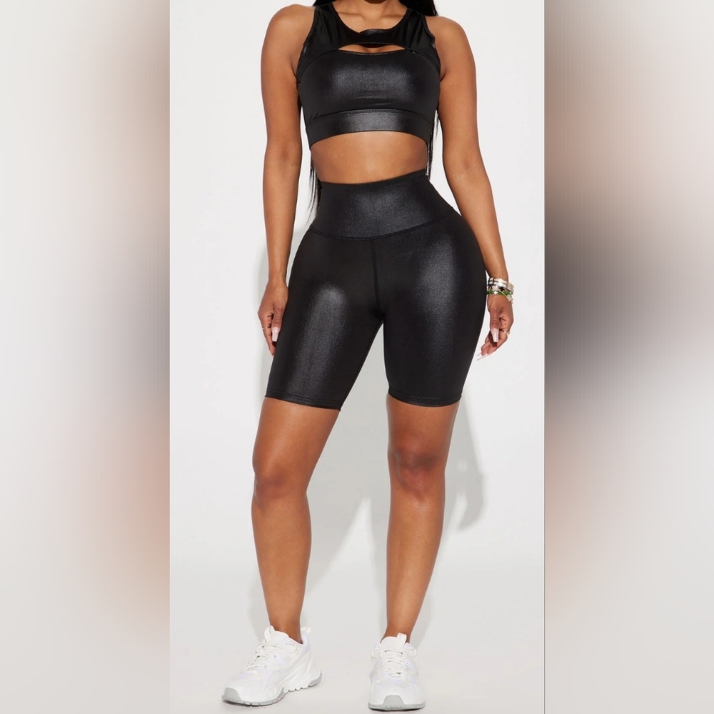 Faux leather Biker Short Set